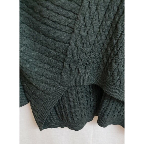 EVOLUTION BY CYRUS Sweater Cable Knit Asymmetric Hem Plus XXL Olive Green - Picture 4 of 6